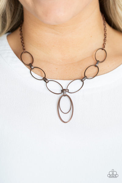 All OVAL Town - Paparazzi - Copper Oval Y Necklace