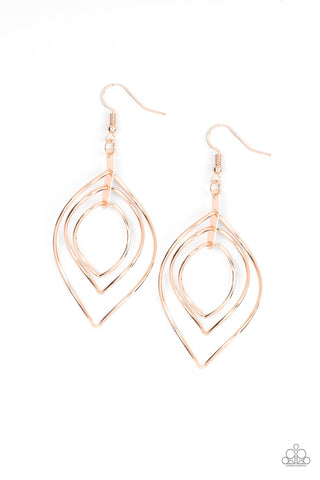 Asymmetrical Allure - Paparazzi - Rose Gold Earrings