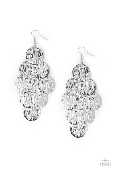 Uptown Edge - Paparazzi - Silver Embossed Disc Earrings