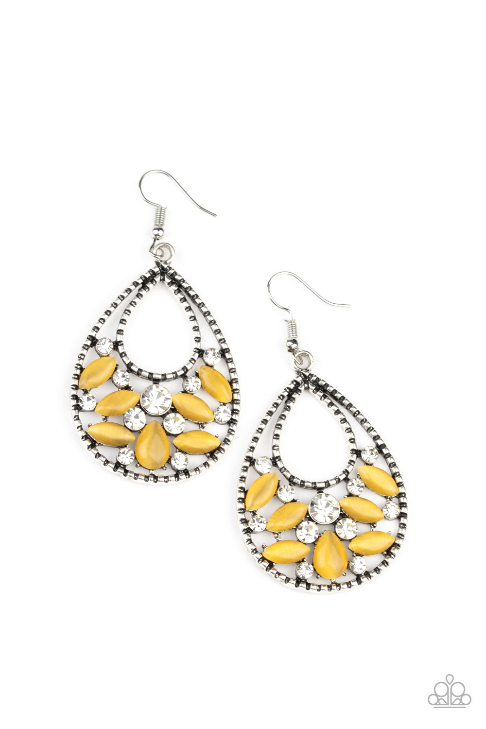 Dewy Dazzle - Paparazzi - Yellow Earrings