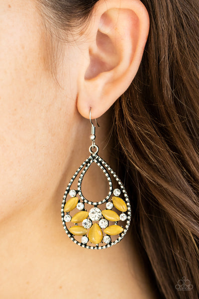 Dewy Dazzle - Paparazzi - Yellow Earrings