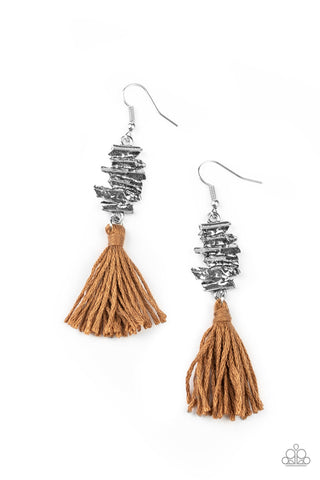 Tiki Tassel - Paparazzi - Brown Thread Tassel Earrings