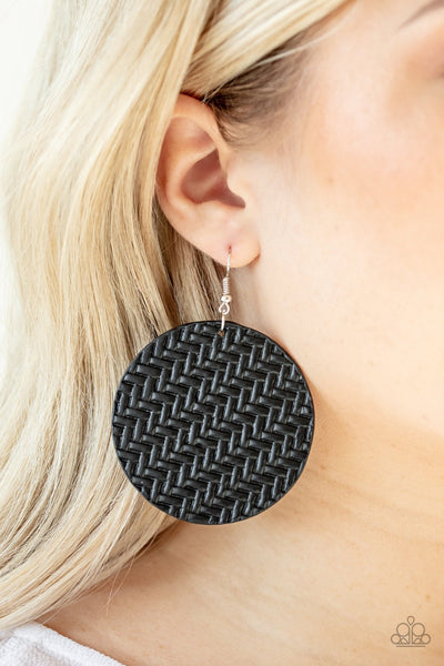 Plaited Plains - Paparazzi - Black Earrings