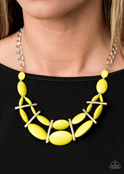 Law of the Jungle - Paparazzi - Yellow Neon Bead Necklace - 2020 Convention Exclusive