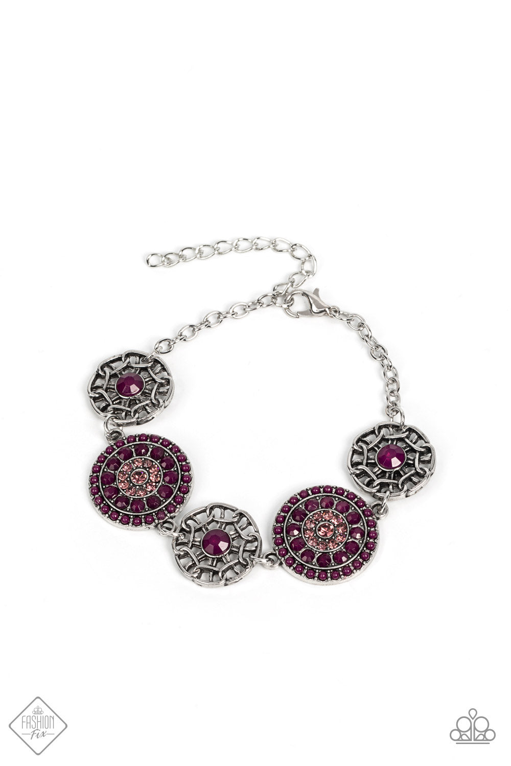 Vogue Garden-Variety - Paparazzi - Purple Rhinestone Nov Fashion Fix Clasp Bracelet