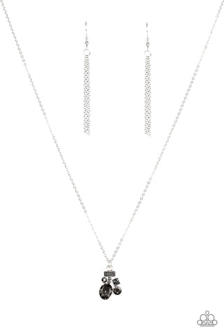 Time To Be Timeless - Paparazzi - Silver Rhinestone Dainty Pendant Necklace