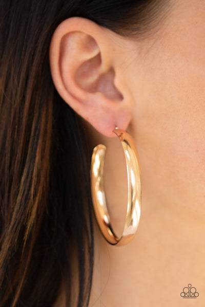 A Double Feature - Paparazzi - Gold Thick Hoop Earrings