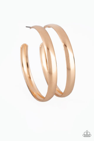 A Double Feature - Paparazzi - Gold Thick Hoop Earrings