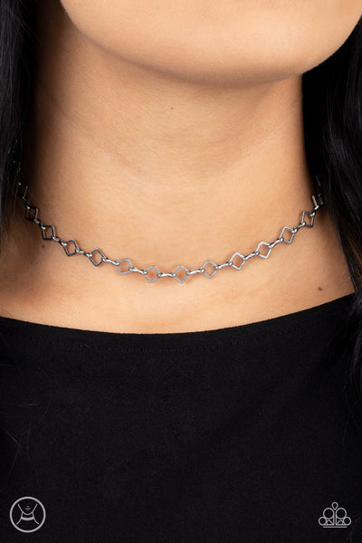 A-Frame A-Game - Paparazzi - Silver Square Chain Choker Necklace