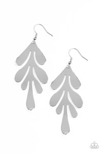 A FROND Farewell - Paparazzi - Silver Leaf Earrings