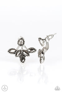 A Force To BEAM Reckoned With - Paparazzi - Silver Hematite Rhinestone Post Jacket Earrings