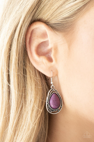 Abstract Anthropology - Paparazzi - Purple Stone Teardrop Earrings