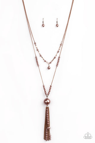 Abstract Elegance - Paparazzi - Copper Layered Pearl Necklace