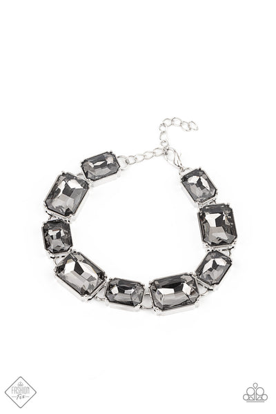 After Hours - Paparazzi - Silver Smoky Emerald Gem Clasp Bracelet