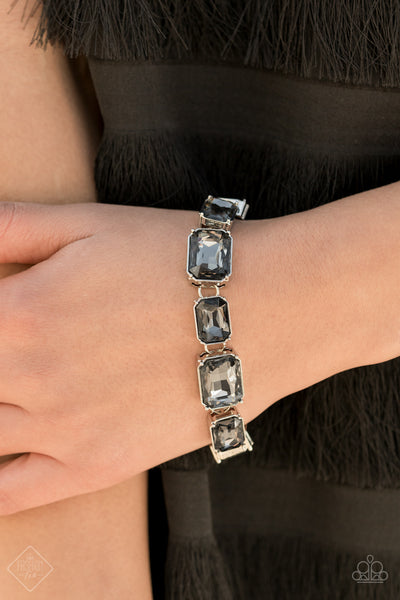 After Hours - Paparazzi - Silver Smoky Emerald Gem Clasp Bracelet