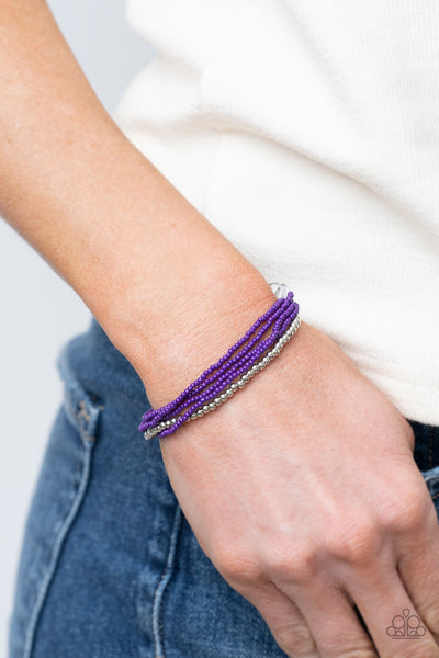 All Beaded Up - Paparazzi - Purple Seed Bead Sliding Knot Bracelet