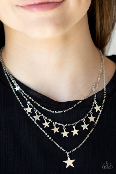 Americana Girl - Paparazzi - Silver Star Layered Necklace