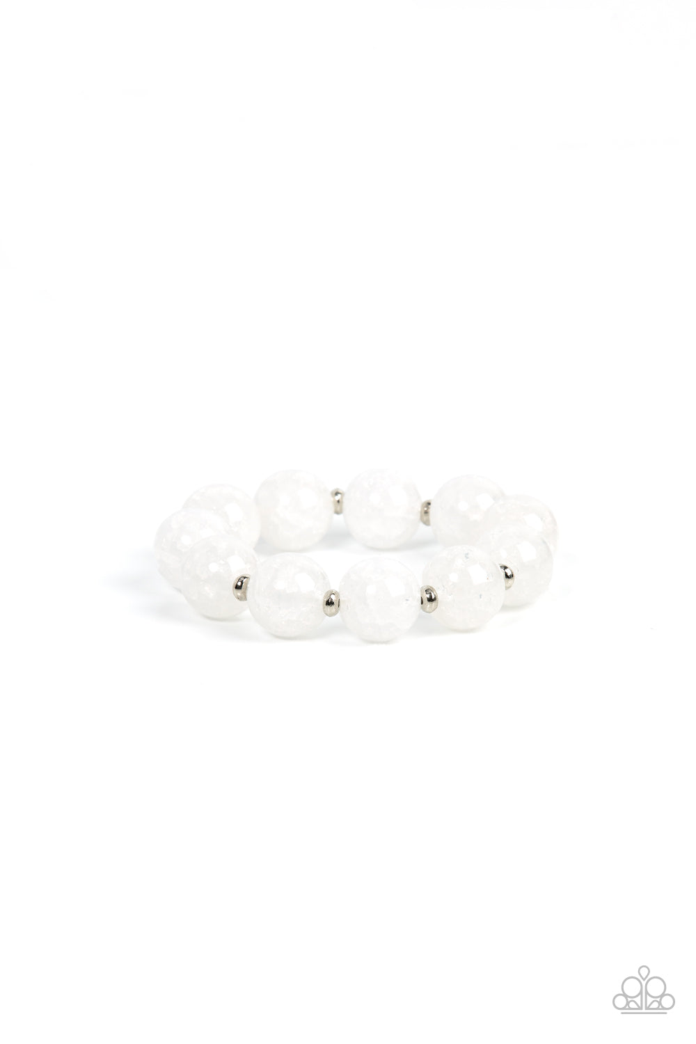 Arctic Affluence - Paparazzi - White Crackly Glassy Bead Stretchy Bracelet