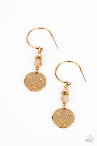 Artificial STARLIGHT - Paparazzi - Gold Star Disc Small Hoop Earrings