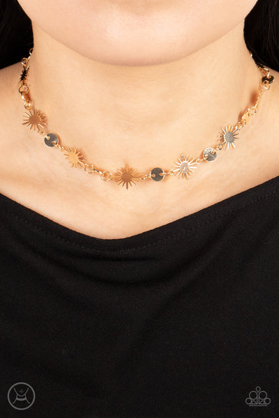 Astro Goddess - Paparazzi - Gold Sunburst Choker Necklace