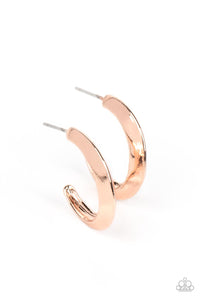 BEVEL Up - Paparazzi - Rose Gold Mini Hoop Earrings