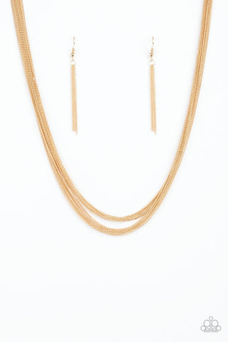 Backstage Bravado - Paparazzi - Gold Stacked Chain Necklace