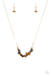 Back To Nature - Paparazzi - Brown Earth Rocks Gold Chain Necklace