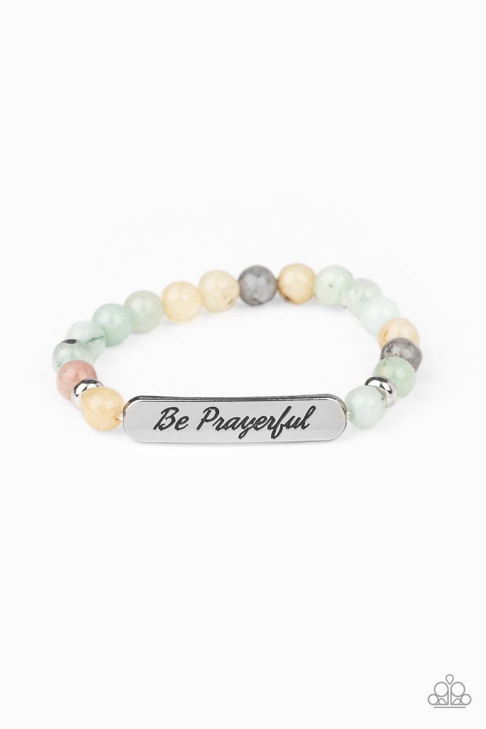 Be Prayerful - Paparazzi - Green and Multi Colored Stone Stretchy Bracelet