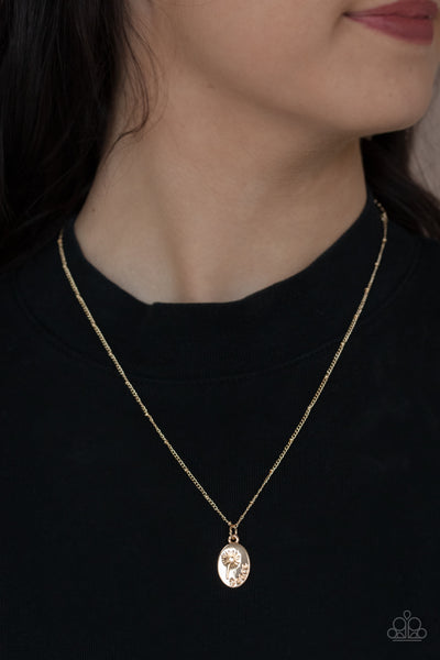 Be the Peace You Seek - Paparazzi - Gold Peace Dandelion Dainty Necklace