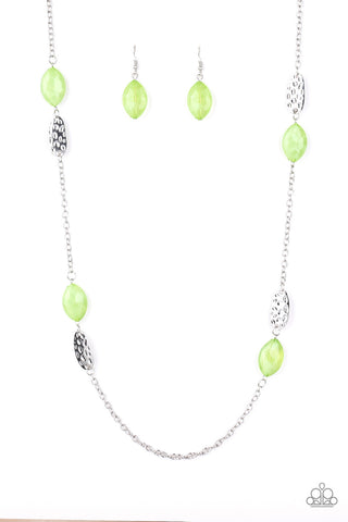 Beachfront Beauty - Paparazzi - Green Bead Silver Necklace