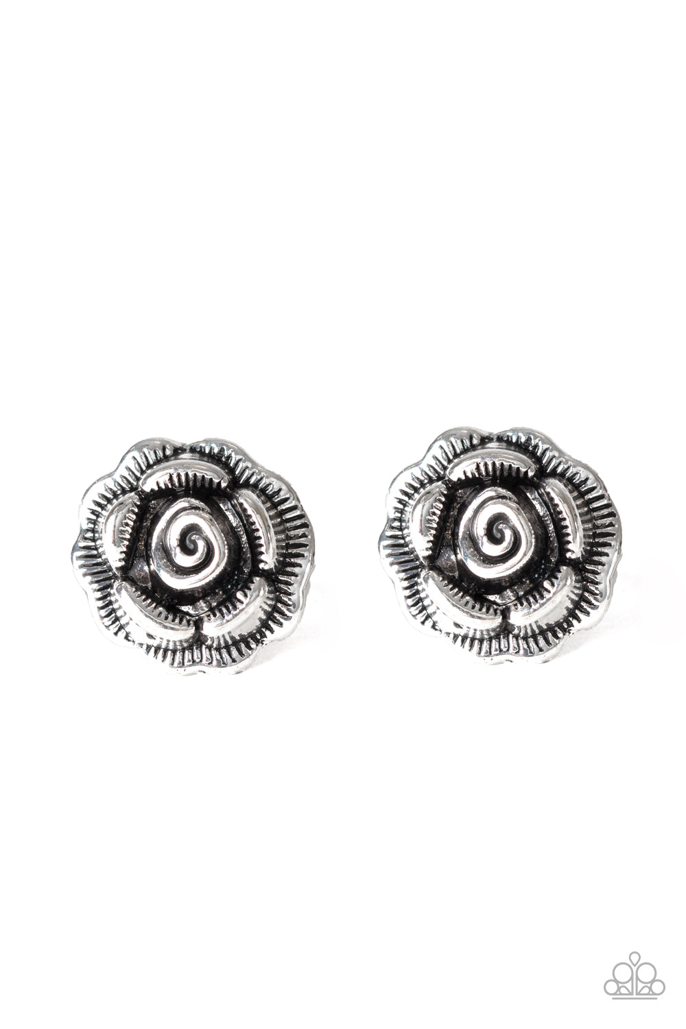 Best ROSEBUDS - Paparazzi - Silver Rose Post Earrings