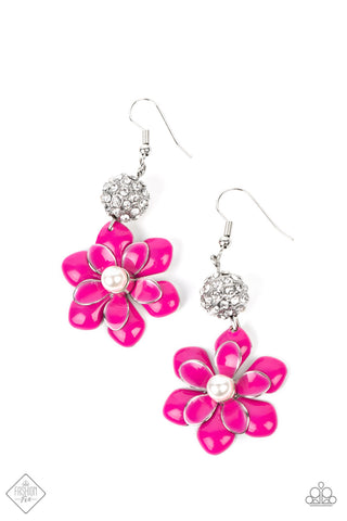 Bewitching Botany - Paparazzi - Pink Flower September Fashion Fix Earrings