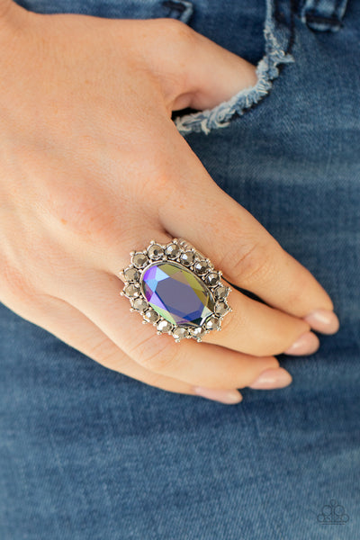 Bling Of All Bling - Paparazzi - Blue Iridescent Hematite Rhinestone Ring