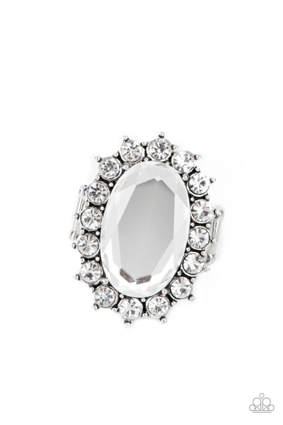 Bling Of All Bling - Paparazzi - White Oval Gem Rhinestone Silver Ring