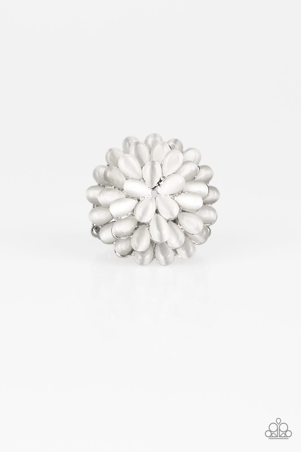 Bloomin' Bloomer - Paparazzi - White Cat's Eye Flower Ring