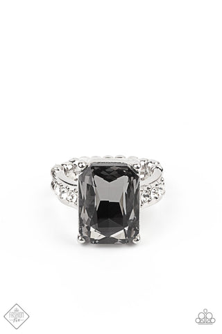 Bring Down the POWERHOUSE - Paparazzi - Silver Smoky Gem Ring