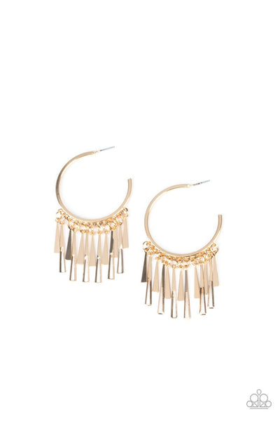 Bring The Noise - Paparazzi - Gold Hoop Fringe Earrings