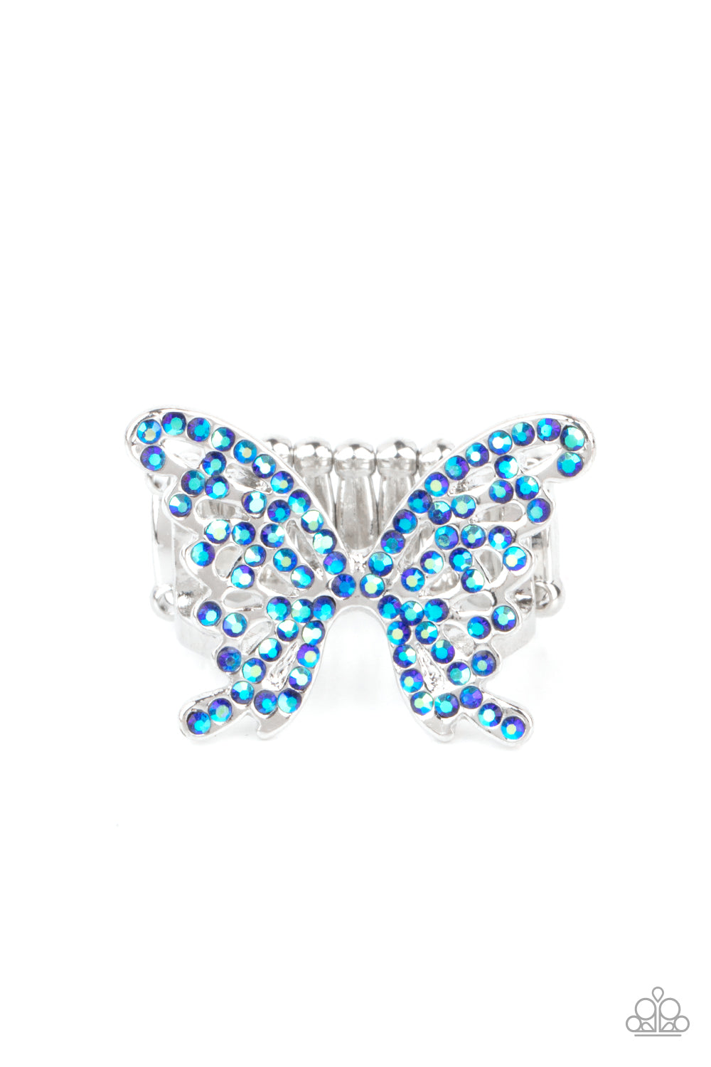 Butterfly Orchard - Paparazzi - Blue Iridescent Rhinestone Butterfly Ring