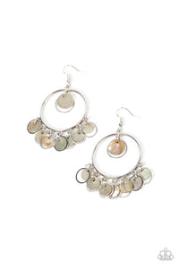 Cabana Charm - Paparazzi - Silver Hoop Shell-like Disc Earrings