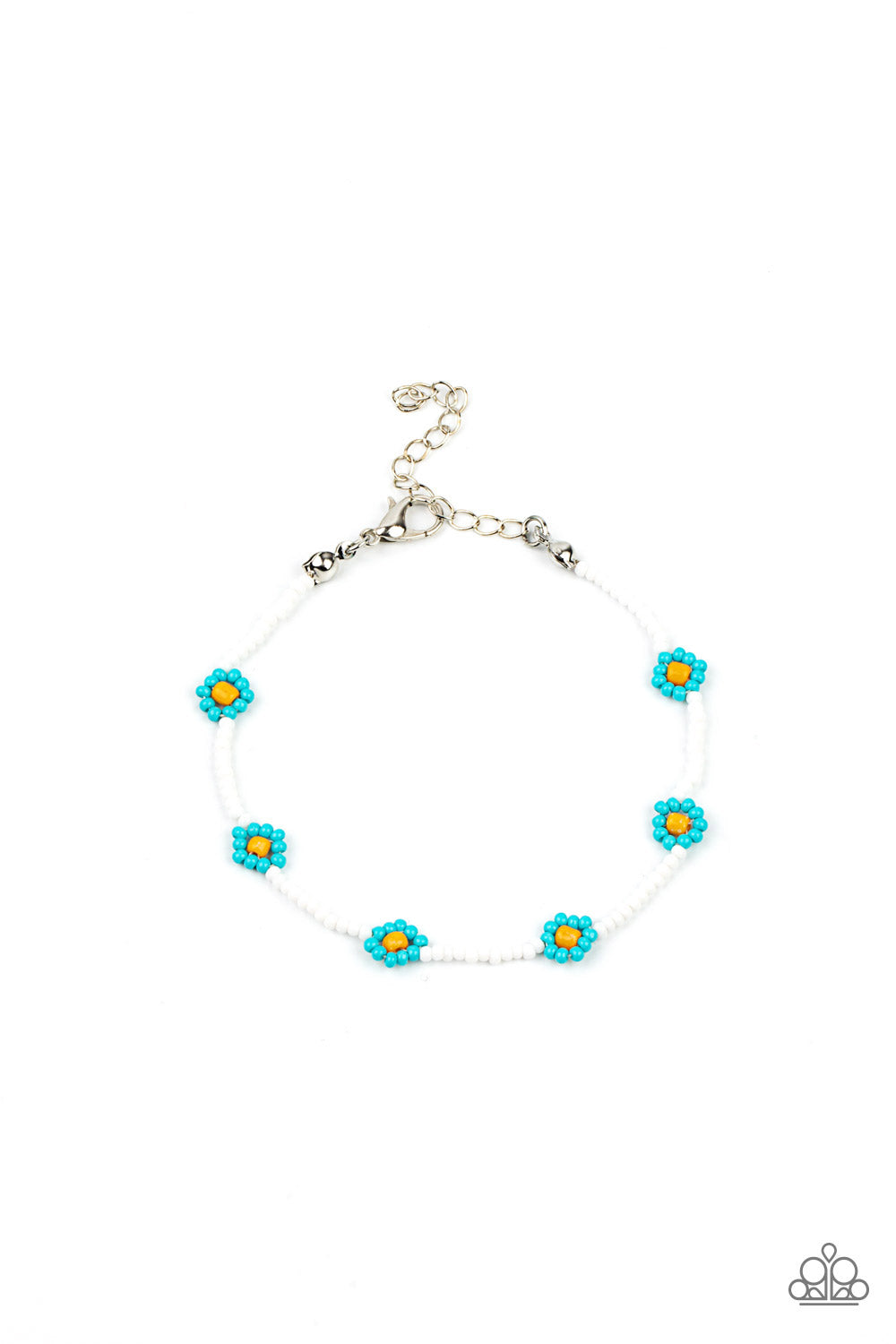 Camp Flower Power - Paparazzi - Blue Turquoise Flower Beaded Clasp Bracelet