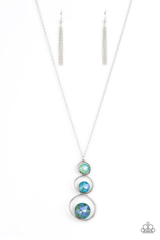 Celestial Courtier - Paparazzi - Green Opalescent Ombre Gem Circle Pendant Necklace