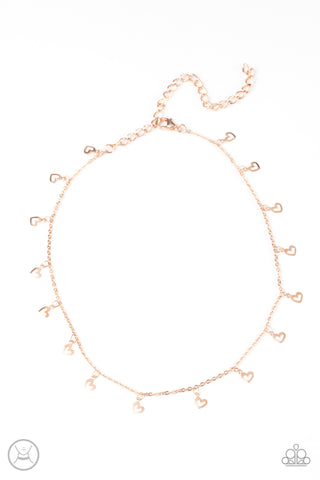 Charismatically Cupid - Paparazzi - Rose Gold Heart Dainty Choker Necklace