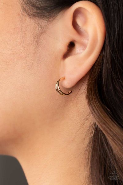 Charming Crescents - Paparazzi - Gold Dainty Double Hoops Earrings