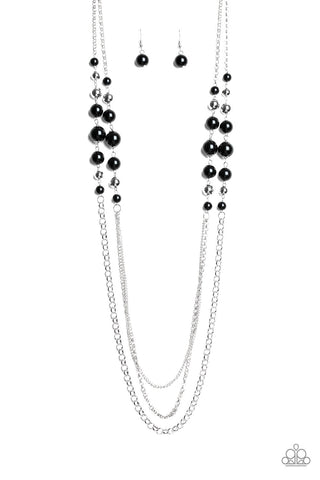 Charmingly Colorful – Paparazzi – Black and Silver Bead Layered Necklace