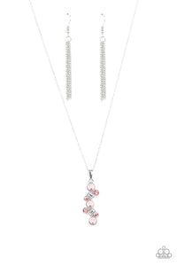 Classically Clustered - Paparazzi - Pink And White Rhinestone Pendant Necklace
