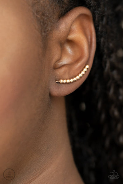 Climb On - Paparazzi - Gold Dainty Bead Ear Crawler Earrings