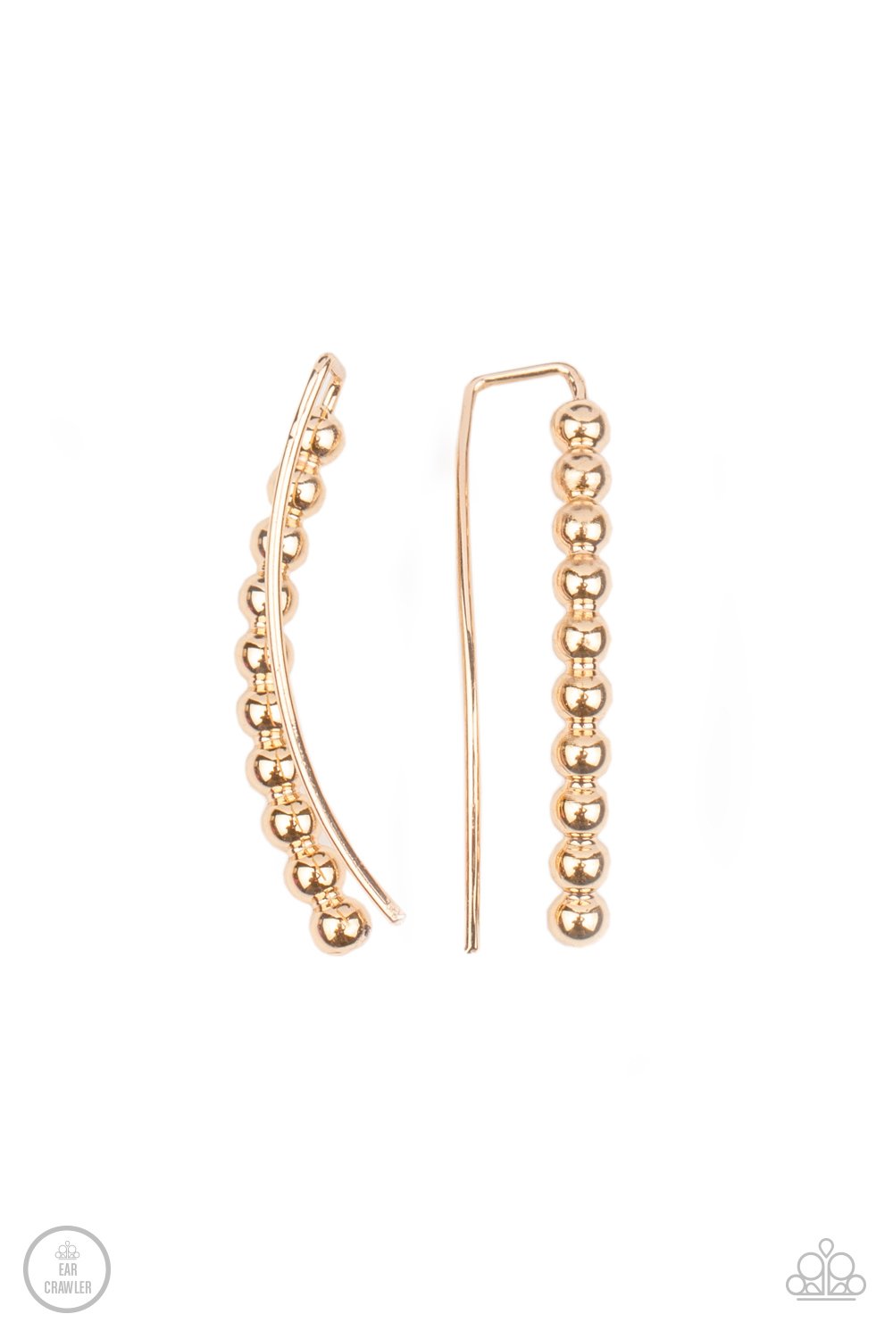 Climb On - Paparazzi - Gold Dainty Bead Ear Crawler Earrings