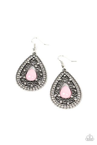 Cloud Nine Couture - Paparazzi - Pink Silver Filigree Teardrop Earrings