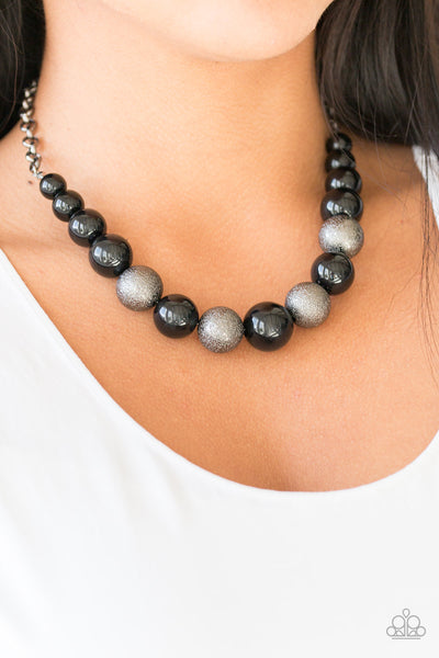 Color Me CEO - Paparazzi - Black and Glitter Gunmetal Bead Necklace