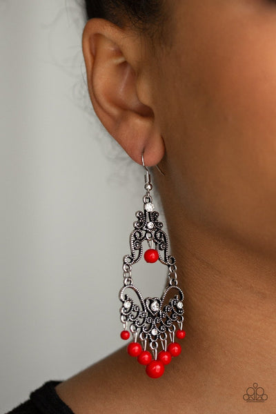 Colorfully Cabaret - Paparazzi - Red Earrings
